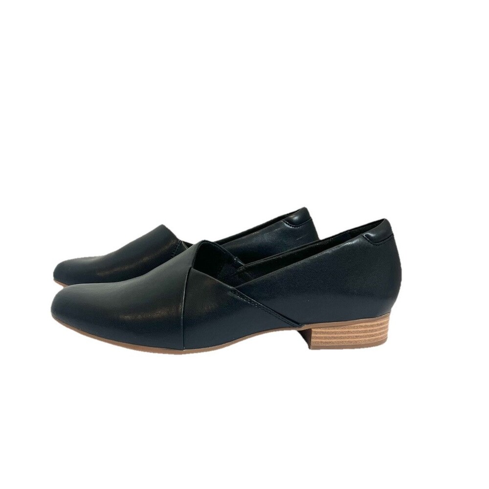 Clarks Juliet Palm Shoes Women’s Sz 10 Wide Black Leather Minimal Loafer Flats